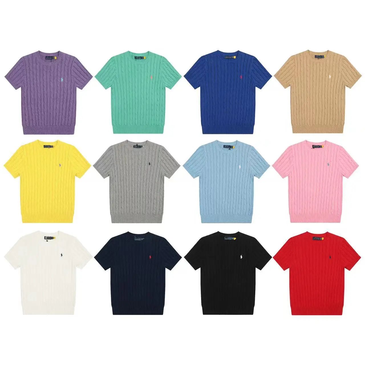 Embroidered short sleeved small label versatile casual knitwear basic t-shirt women's trend  